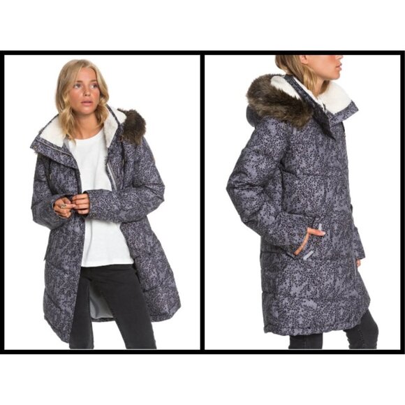 💕ROXY💕 Ellie Waterproof Snow Jacket ~ Grey Print - Picture 1 of 16